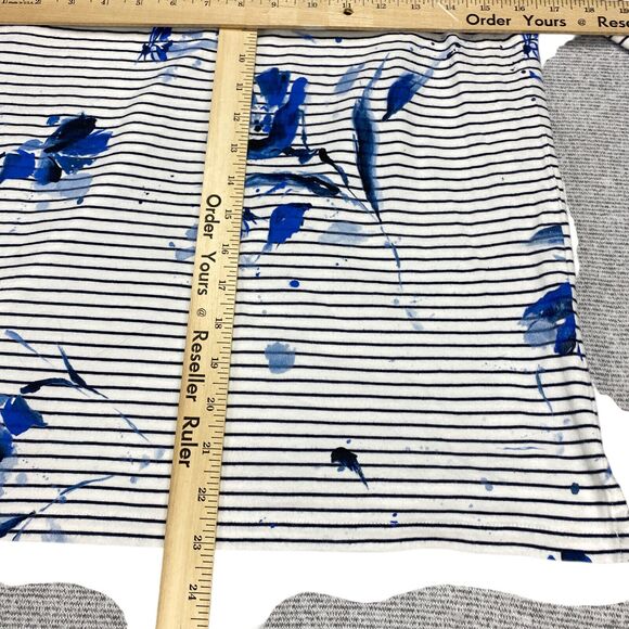 Polo Ralph Lauren Top Women's Medium White Blue Flowers and Stripes 3 /4 Sleeves - Picture 4 of 16